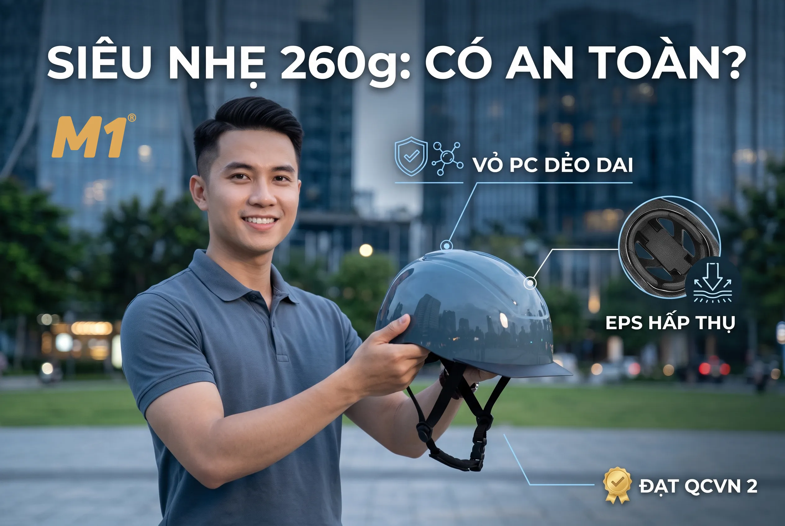 Chất liệu và tiêu chuẩn an toàn của mũ bảo hiểm siêu nhẹ M1